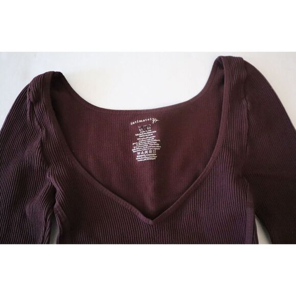 Intimately x Free People Women Sz XS Brown Long Sleeve Ribbed Crop Top Shirt - Picture 4 of 5